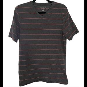 Sonoma Men’s V-Neck TShirt Grey with Red Stripes
